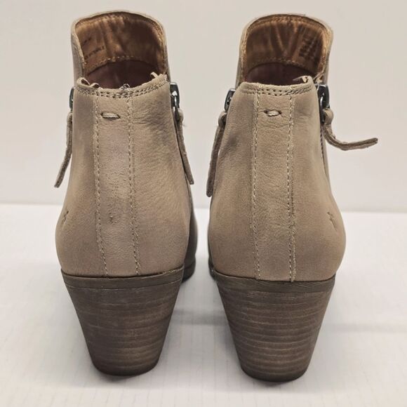Frye “Judith double zip” Taupe grey Leather Ankle Booties Boots 9 - Picture 3 of 8